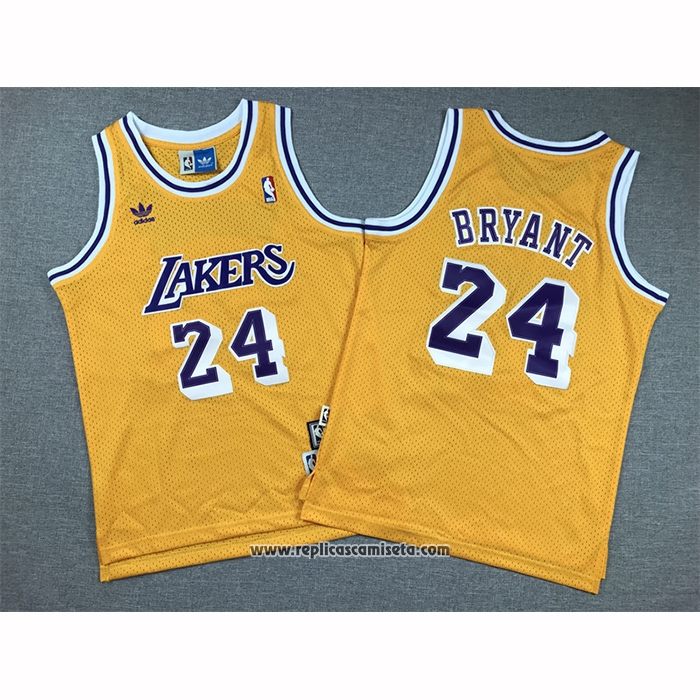 Camiseta Nino Los Angeles Lakers Kobe Bryant NO 24 Hardwood Classic Amarillo